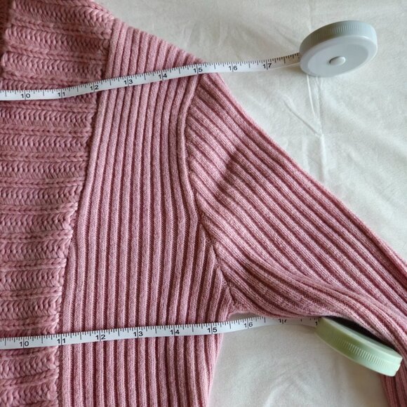 Dollhouse Knits open front flared ribbed cuff dusty rose cardigan women's size M - Picture 8 of 12